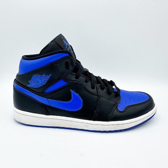 Jordan 1 Mid Black Hyper Royal 2020 Men's Size 11 Leather Casual 554724-068 - Picture 3 of 8